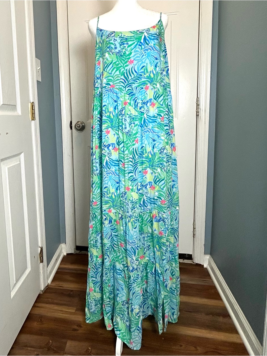 Lilly Pulitzer Maxi Dress Womenâs Size Xl Blue Sleeveless Resort Party Summer